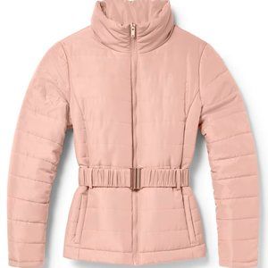 Beige BELTED PUFFER JACKET